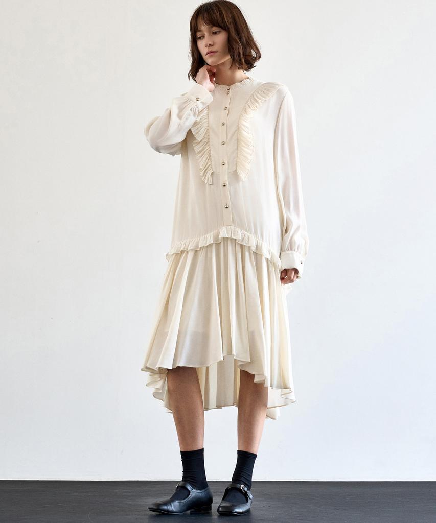 MITTE Pleats Collor Shirring Dress_Cm