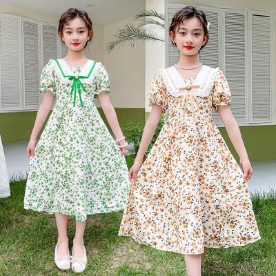 Girls' Stylish Floral Summer Dress with Puff Sleeves