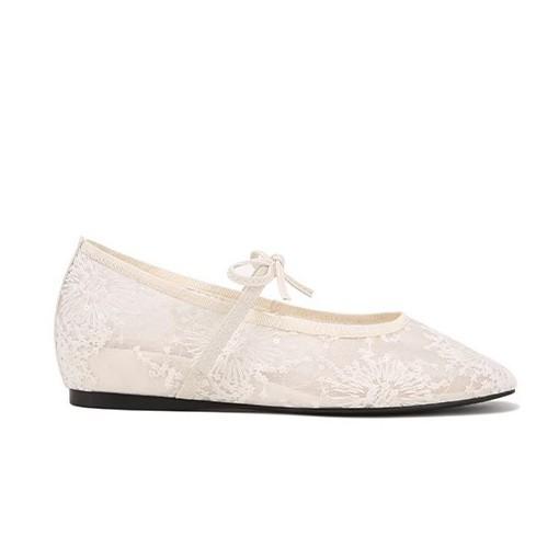 Grape mother summer new shallow mouth single shoes women's lace breathable bow word with comfortable soft sole flat shoes women