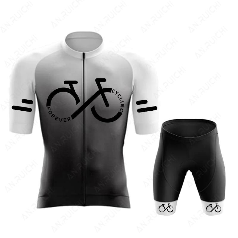 FOREVER CYCLING Series Cycling Jersey Set 2026 Summer Men's Short Sleeve Bicycle Cycling Clothing Gradient Color Mountain Bike Jersey Sportswear Suit