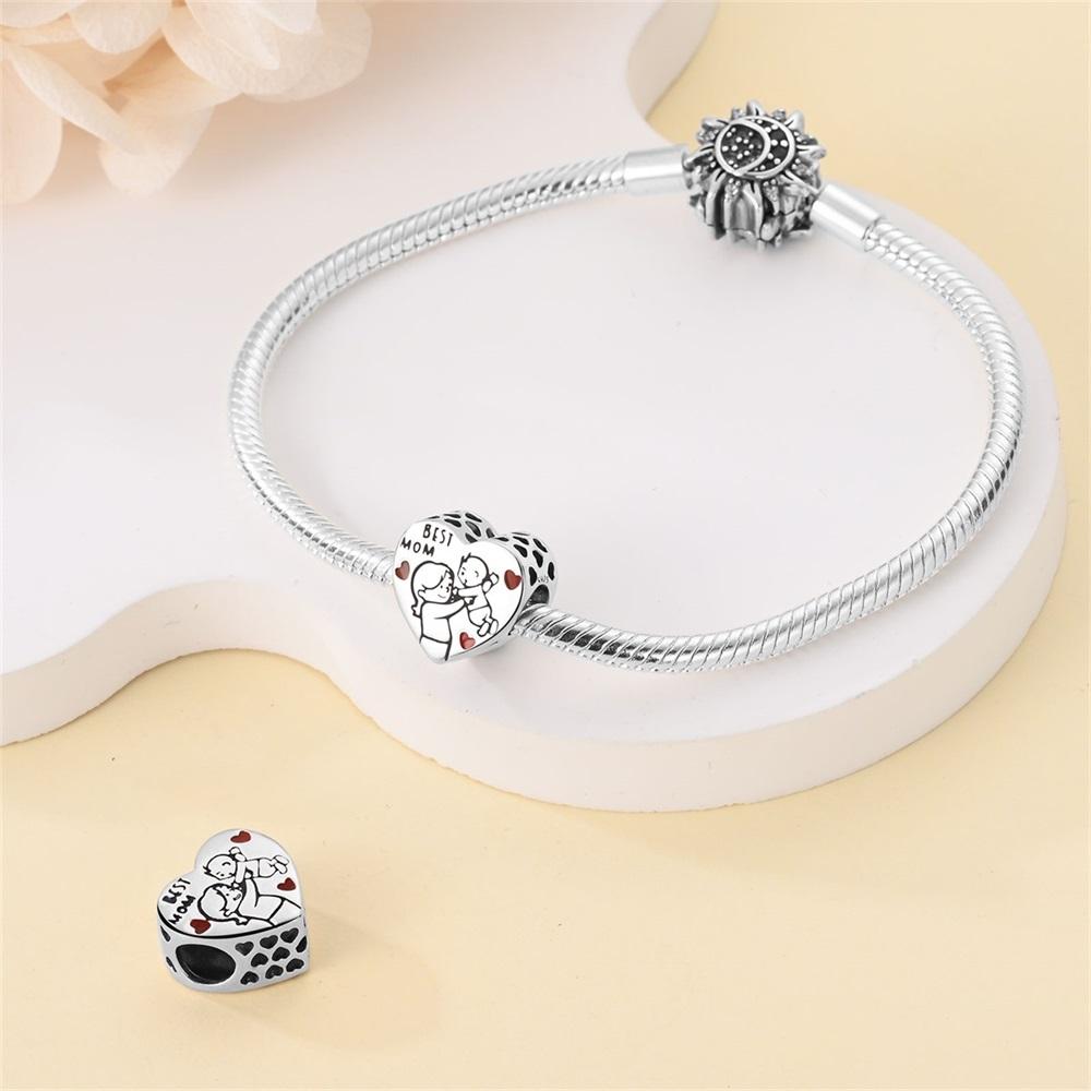 Charms Original Copper Love For Parent Child Beads Fit Bracelet Women Jewelry Diy Fine Gift