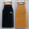 Adjustable PU Leather Apron with Pocket Waterproof Pinafore Oil Resistant Apron for Home Cooking and Kitchen Cleaning