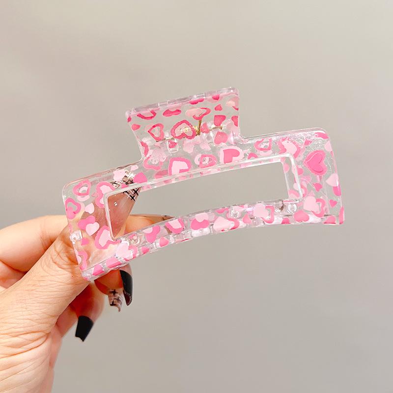 

Transparent Square Print Shark Hair Clip for Women - Updo Accessory