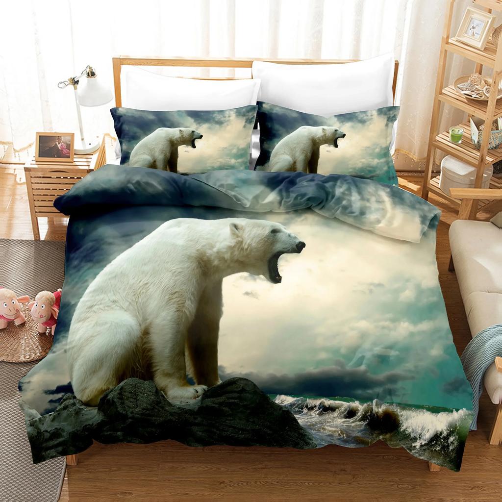 Animal Bed Linen Cute Bear Pattern King Queen Size Cute Comforter Set With Pillowcases High Quality Home Textiles