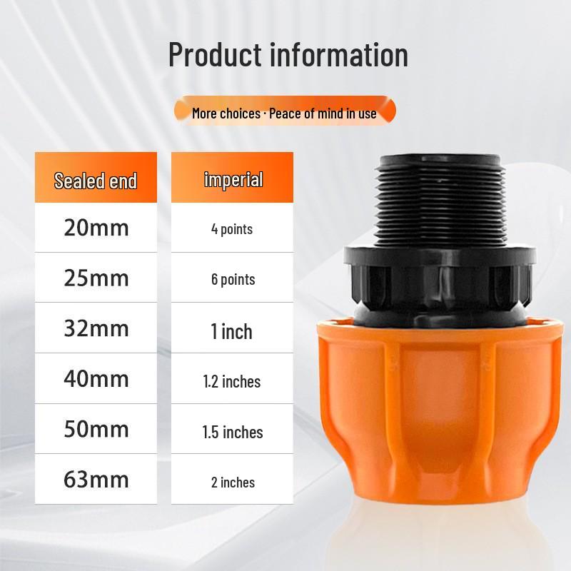 PE Pipe Fittings Quick Connect Male/Female Thread Elbow & Straight Connector Tee for Emergency Repair