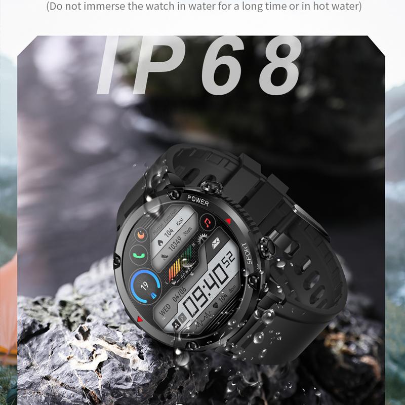 1.6"400*400 HD Duży Ekran Wodoodporny Smartwatch Męski 600 mAh Duża Bateria Monitor Fitness Połączenia Bluetooth Męski Smartwatch