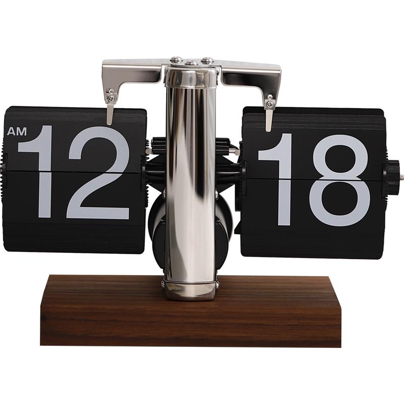 Retro Luxury Flip Desk Clock Mechanical Table Timepiece Creative Digital Display for Living Room Decorative Mantel Clock