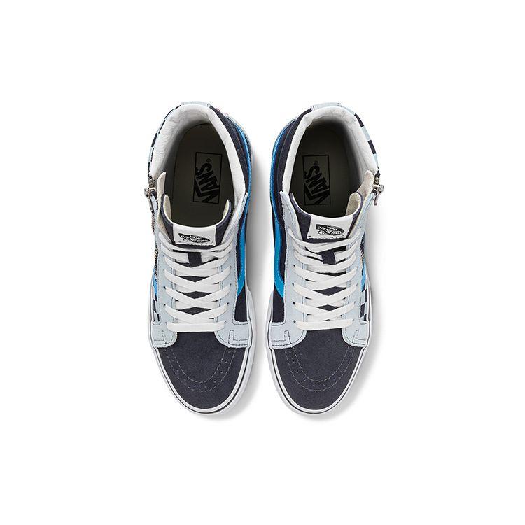 Vans Sk8 Reissue Side Zip Trendy Checkerboard High Top Skate Shoes Unisex Sneakers Black White VN0007NZ9KM
