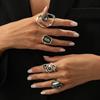 SHIXIN 2026 Fashion Rhinestone Acrylic Rings Women Vintage Simple Geometric Adjustable Knuckle Ring Party Jewelry Accessories