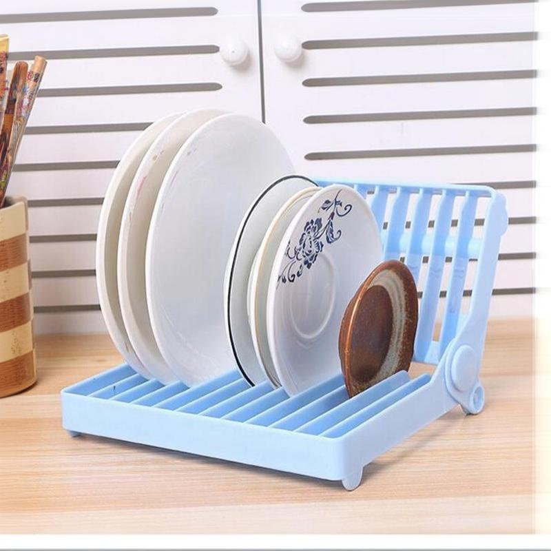 Foldable Dish Drainer Rack Rust Resistant Kitchen Organizer Compact Plate Holder for RV Camper Van Use