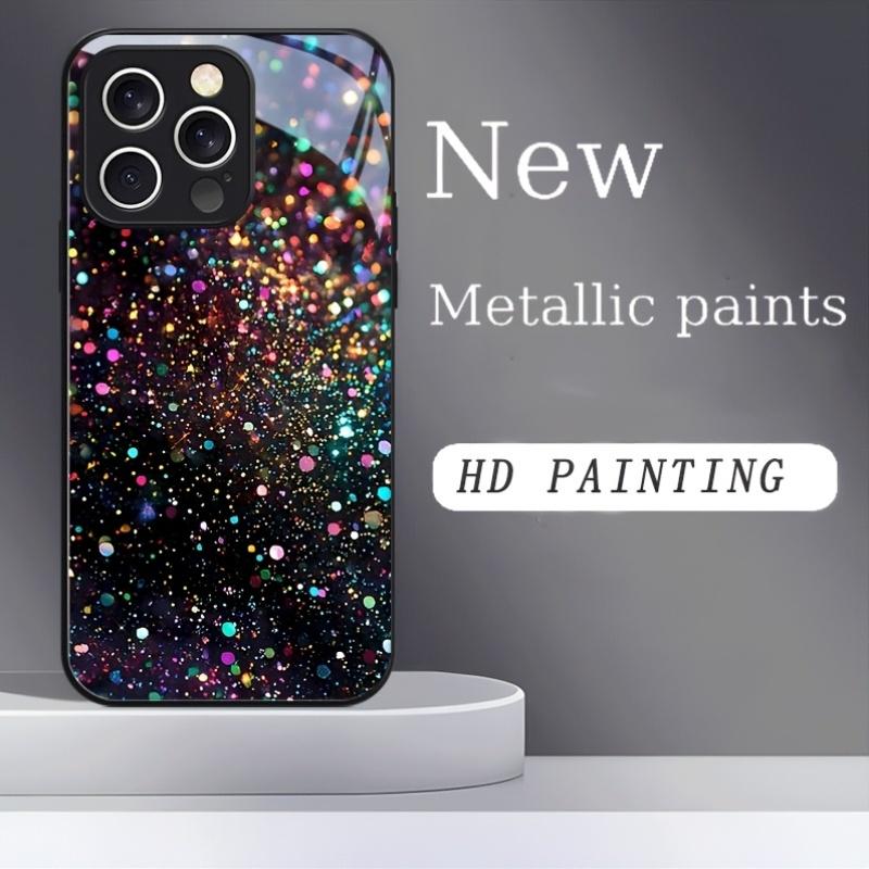 Colorful design tempered glass phone case suitable for iPhone 17 16 15 14 13 12 11 Pro Max Plus anti drop and shockproof