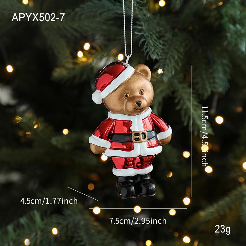 NeGold Red Gold Sticky Powder Plastic Pendant Matte Pink Cartoon Pendant Christmas Tree Window Hanging Decoration