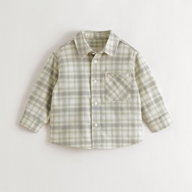 Mark Jenny Boys  Retro Plaid Versatile Shirt Kidsren s Plaid Shirt 2026 Spring New Style 551596 Mint Green Plaid 130
