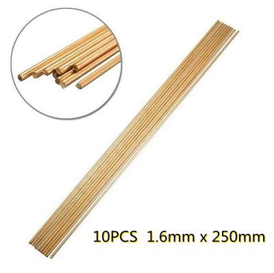 Bacchetta per saldatura in ottone da 1,6 mm x 250 mm, 10 pezzi, ottone HS221, brasatura dorata