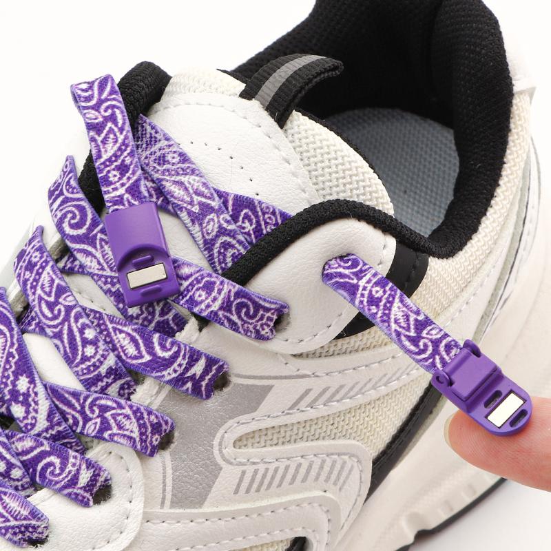 1Pair Magnetic Lock Shoelace Without ties Colorful Flower No tie Shoelaces Kids Adult Elastic Laces Sneakers Shoe Accessories