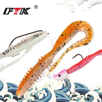 FTK Esca con filo di coda 8 pezzi Shaker con esca morbida Testa jig regalo Altalena 8 cm Peso 2,7 g Attrezzatura da pesca