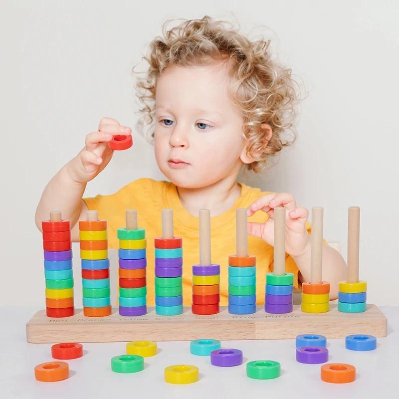 Wooden Montessori Colors Cognitive Matching Game Early Learning Educational Toys For Children Kids Logical Thinking Training