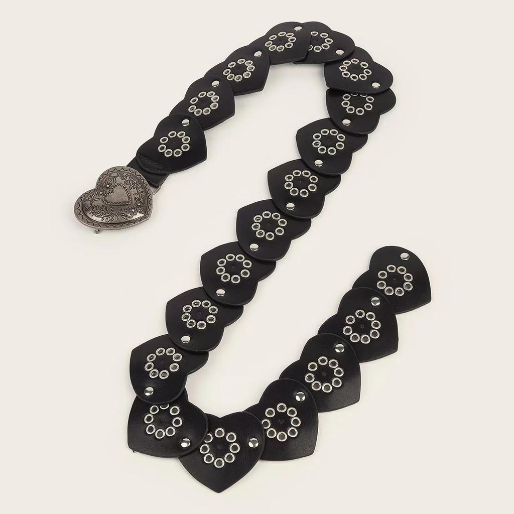 Hollowed Heart Shaped Belt Aesthetic Rivet Studded Belt Gothic Pants Belt Y2K Girl Waistband Female Western Waist Decors