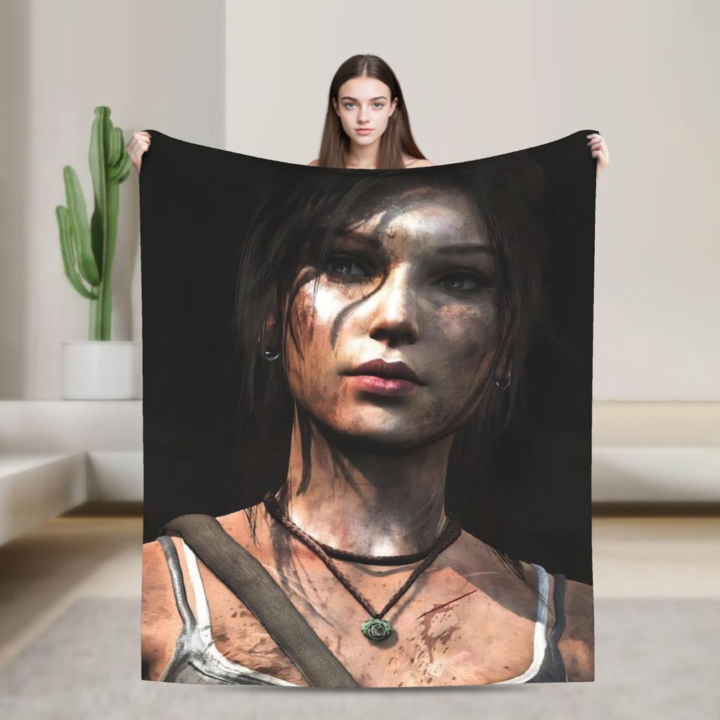 T-Tomb Raiders Plush Blanket Kids Flannel Throw Blanket For Home Decor Soft Custom Quality Bedspread Gift
