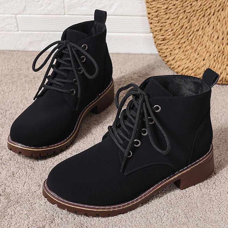 Fashion 2025 Thick Heels Ankle Boots for Women Vintage Plus Size 36-43 Lace Up Shoes Woman Autumn Winter Non Slip Short Booties Mujer