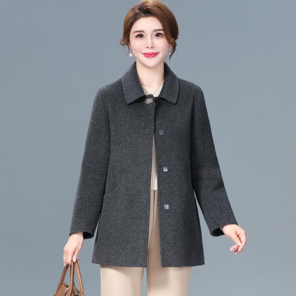 Double-Sided Cashmere Coat for Women - High-End Pure Wool Autumn & Winter Outerwear, Short Mid-Aged Women's Jacket