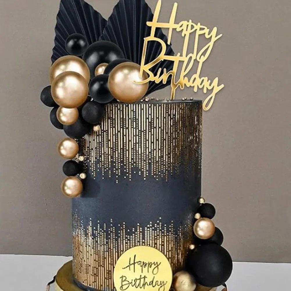 Birthday Wedding Holiday Cake Decoration Set Pink Ball Purple Black Gold Silver Apricot Leaf Cake Decor Supplies