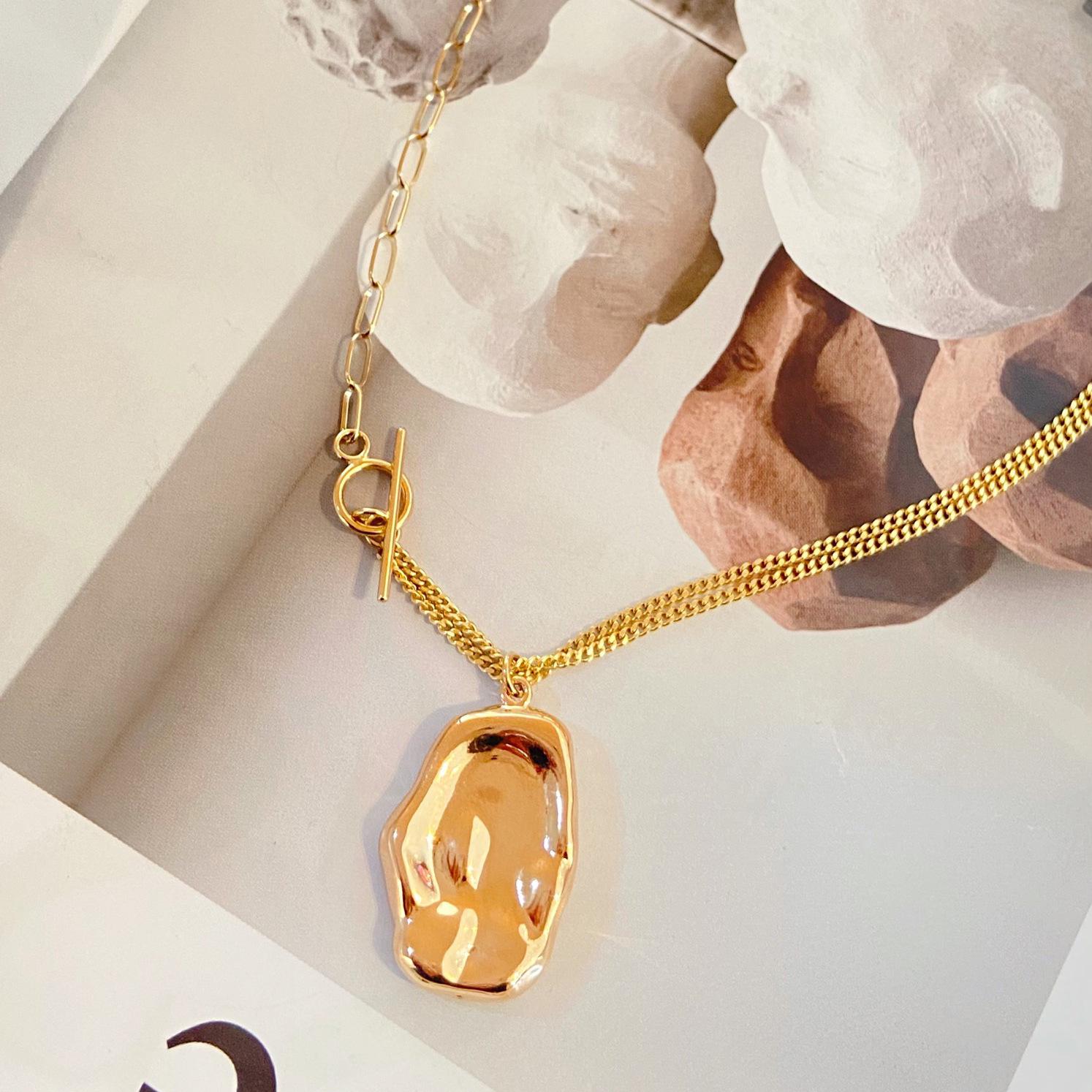 

Подвеска-ожерелье из стерлингового серебра 925 пробы с нерегулярным золотым покрытием: Европейский и американский ретро-стиль для женщин S925 Silver