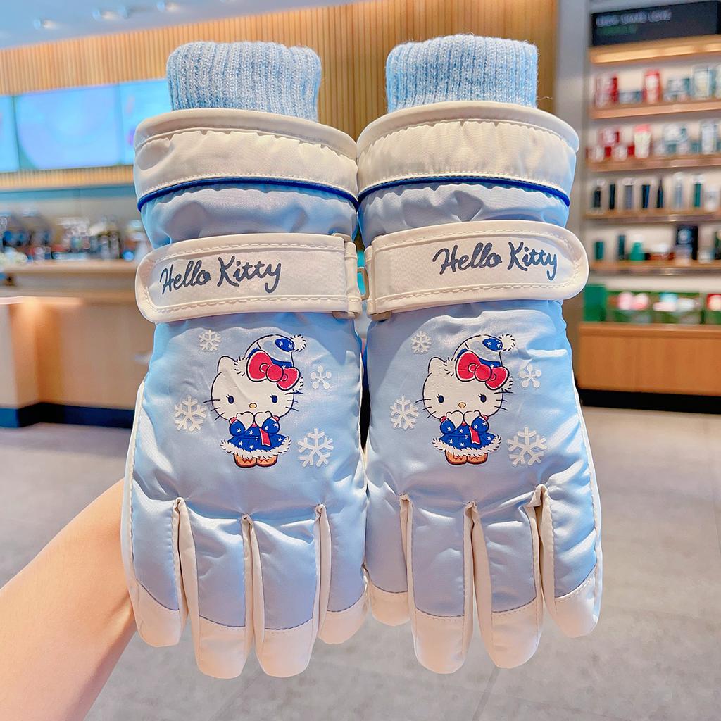 Sanrio Kinder Skihandschuhe Hello Kitty Wasserdicht Kälteschutzhandschuhe Warme Handschuhe für den Winter Wintergeschenk für Kinder