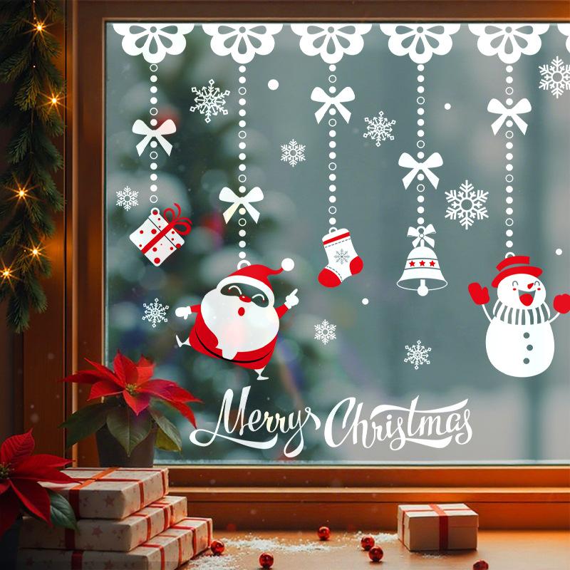 Weihnachtsmann Atmosphäre Dekorative Fenstergitter, Glasfliesen, Schneemann Statische Aufkleber