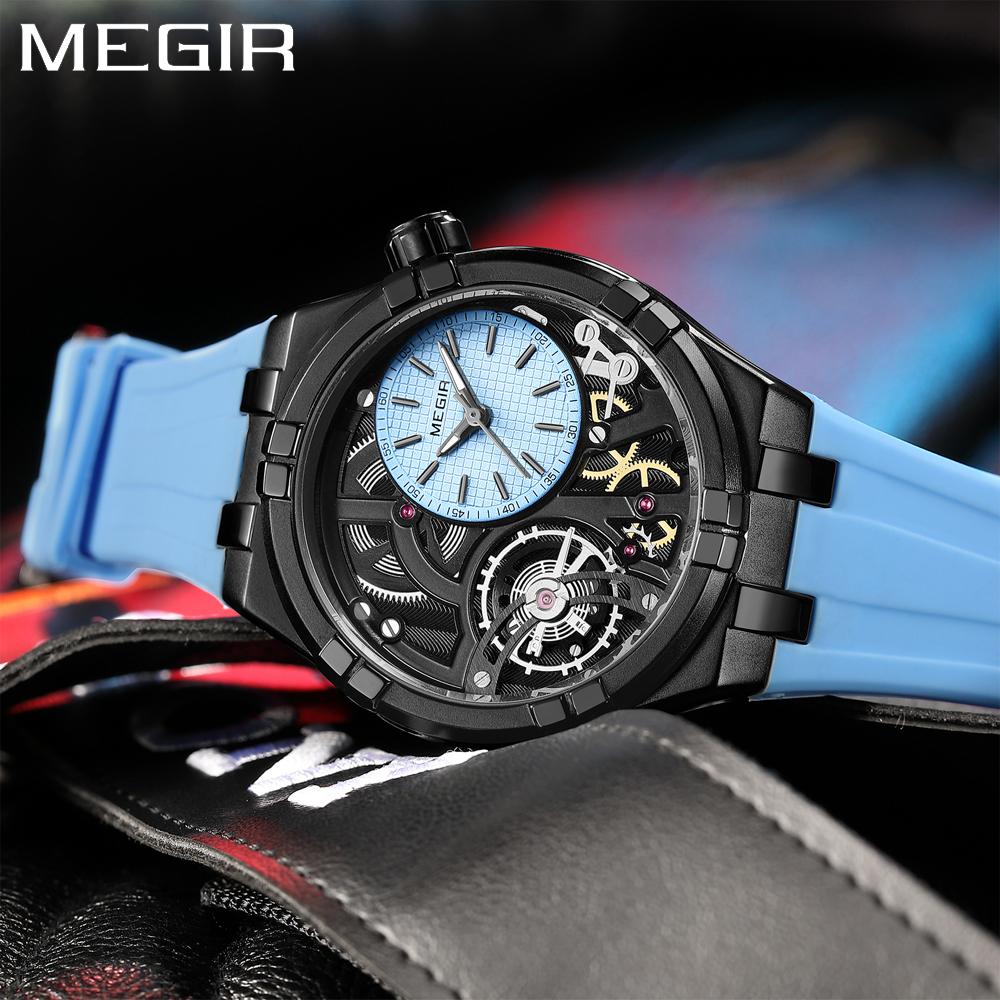 Luxury Analog Quartz Watch for Male Stereoscopic 3D Dial Silicone Strap Alloy Case Wateproof Luminous Men's Wristwatch