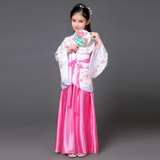 National Costume Tang Dynasty Hanfu for Girls Three-Piece Outfit Top Skirt Belt Traditional Chinese Style Childrens Clothing for New Year Travel