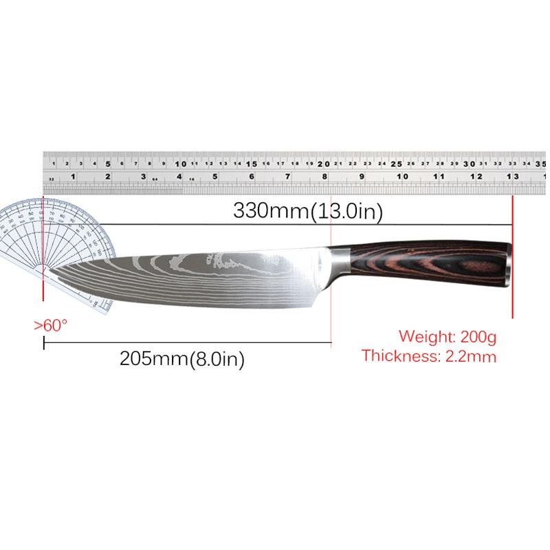 1PC,Damascus Laser Pattern Chef's Knife Bread Knife Stainless Steel Kitchen Knife Cooking Kitchen Knife