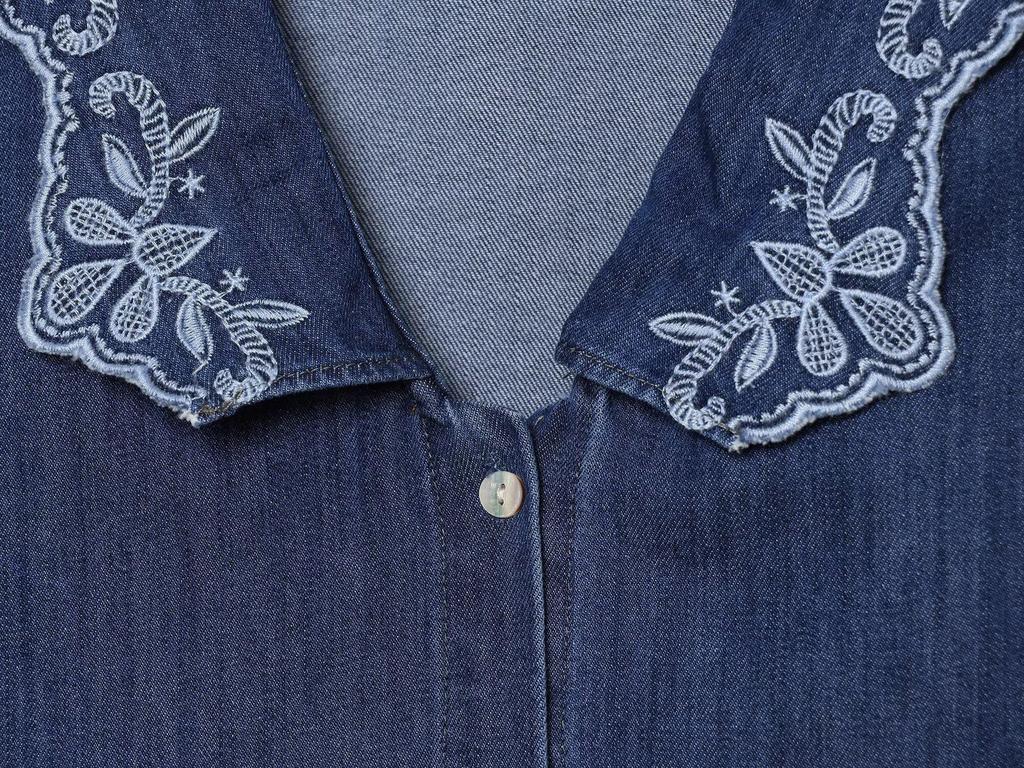 Trendy Puff Sleeve Embroidered Tassel Shirt with Lace Collar - European & American Women's Fashion