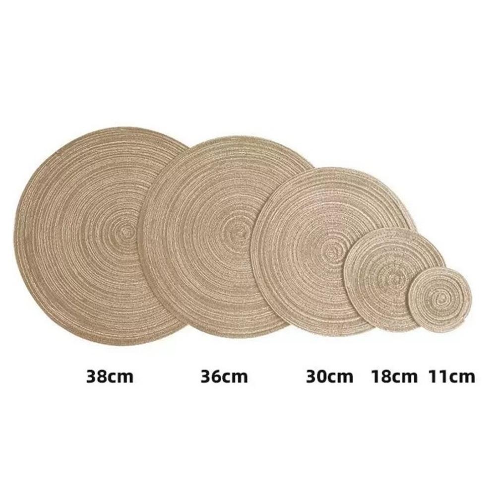 Round Placemat - Heat-Resistant Placemat Polyester Woven Placemat Interior Decor Dining Table Accent Protects All Tableware Rest