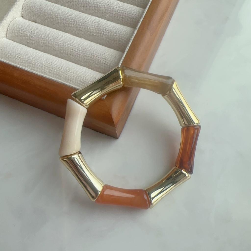 2026 Trendy Colorful Geometry Acrylic Resin Bead Bracelet For Women Summer Charm Personalized Retro Fashion Jewelry Accessories