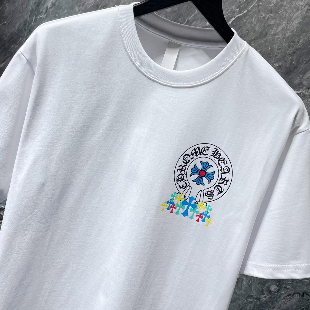 8708 CHROME HEARTS 2026 Summer New High Quality Cotton Round Neck Loose Large Size Men's and Women's T-shirt Couple T-shirt