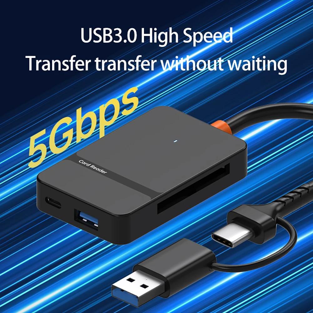 8 In 1 Card Reader USB3.0 Type C To SD TF CF MS Memory Card Adapter Multi-functional Card Reader 5Gbps High-speed Transmission