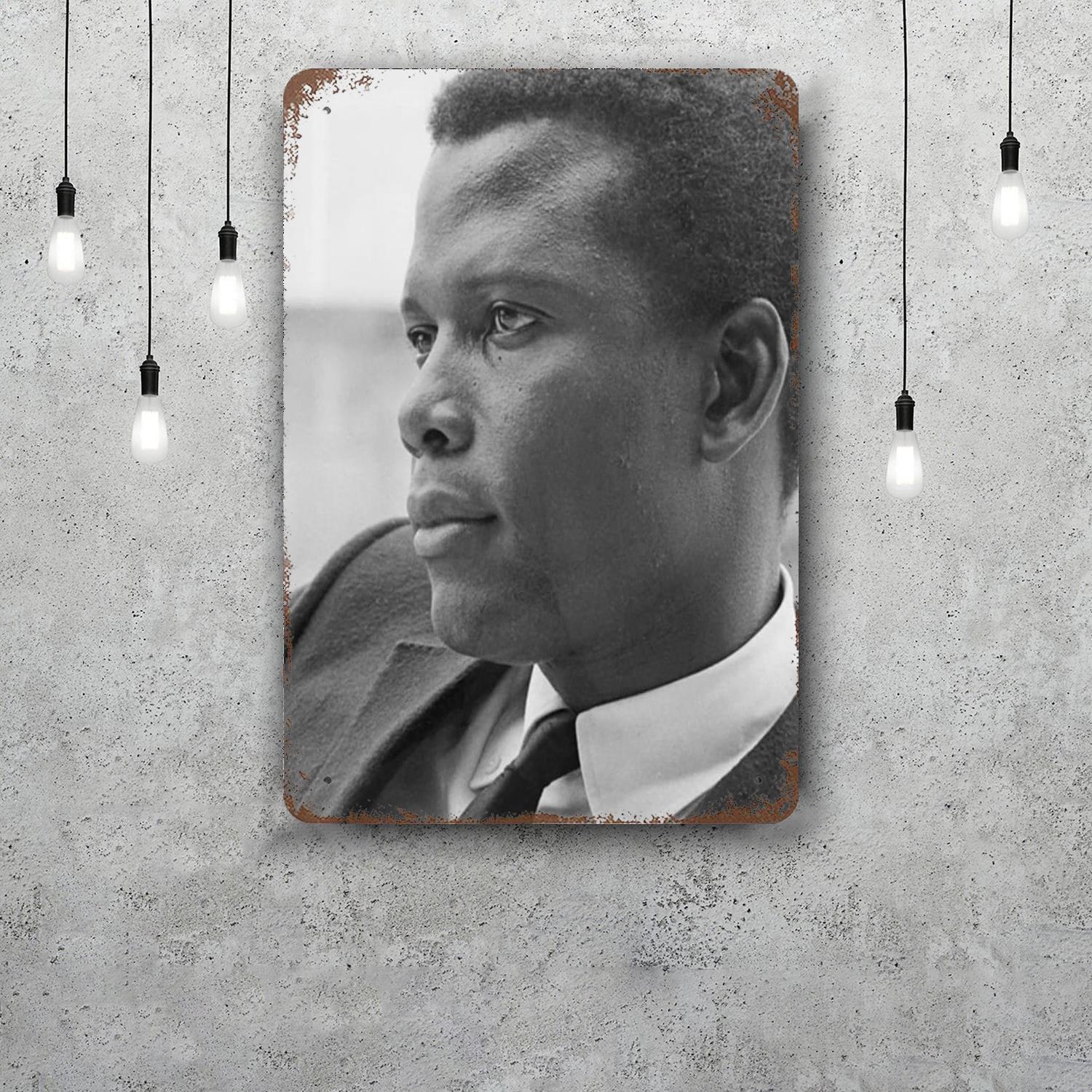 

sidney poitier Actor Tin Sign Home Decor Wall Decor Art Wall Mural Room Decoration Decor Retro Metal Sign Plate Bar Posters 20x30cm（7.8x11.8inch）