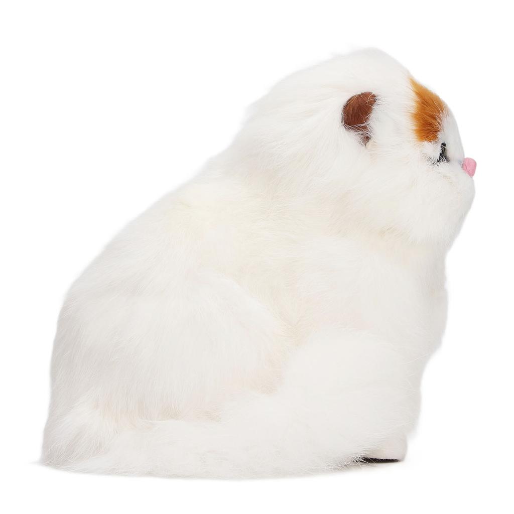 Synthetic Fur Cat Statue Home Funny Exquisite Cute Simulated Furry Cat Figurine Show Window