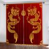 2pcs Golden Dragon Curtains 3D Art Printed Dragon Window Drapes Rod Pocket for Room Bedroom Living Room Decor,Red Curtain.