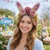 Colorful Bunny Ears Hair Hoop Floral Cosplay Headbands Funny Happy Easter Headdress  Holiday Decor