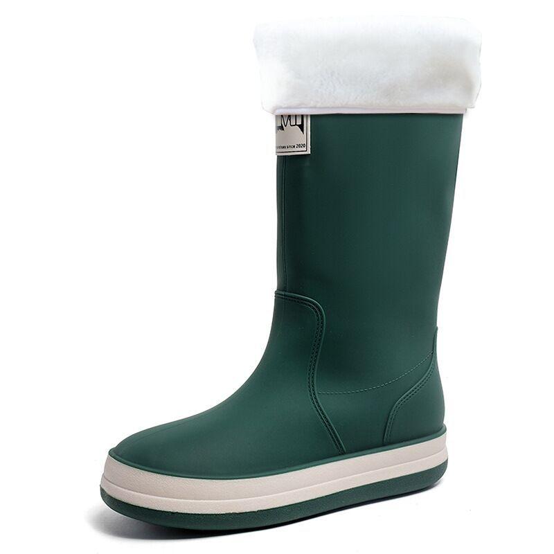 

New outdoor tall tube couple rain shoes wading waterproof and non-slip couple water shoes warm outdoor fishing rubber shoes 44 зелёный