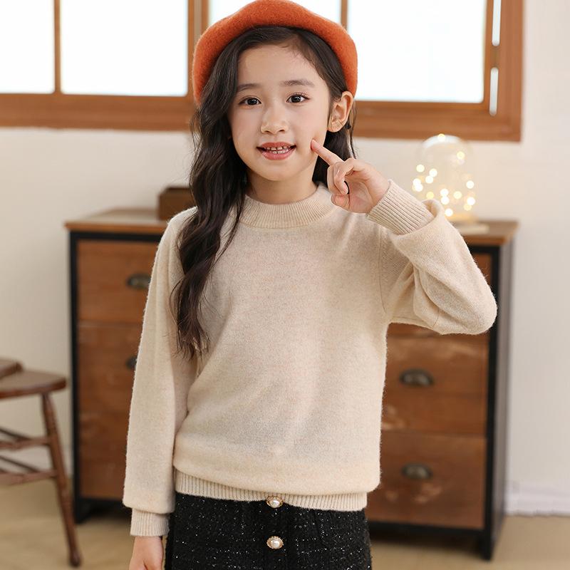 

Премиальный детский свитер из чистого кашемира - Полувысокий воротник, Теплая осенне-зимняя вязка для мальчиков и девочек 150 cm