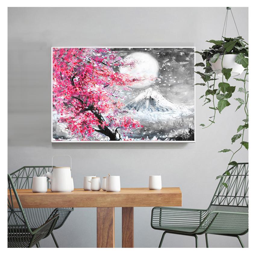 Japan Canvas Painting Posters Prints Quadros Wall Art Picture Living Room Home Decor Cuadros Mount Fuji Cherry Blossom Landscape