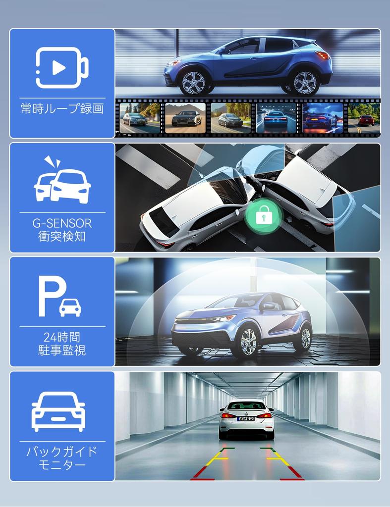 Dash Cam with CarPlay and Android Auto Car Front and Rear Retractable Front Guideline Parking Waterproof Rear Voice Digital Inner 64GB Memory Card