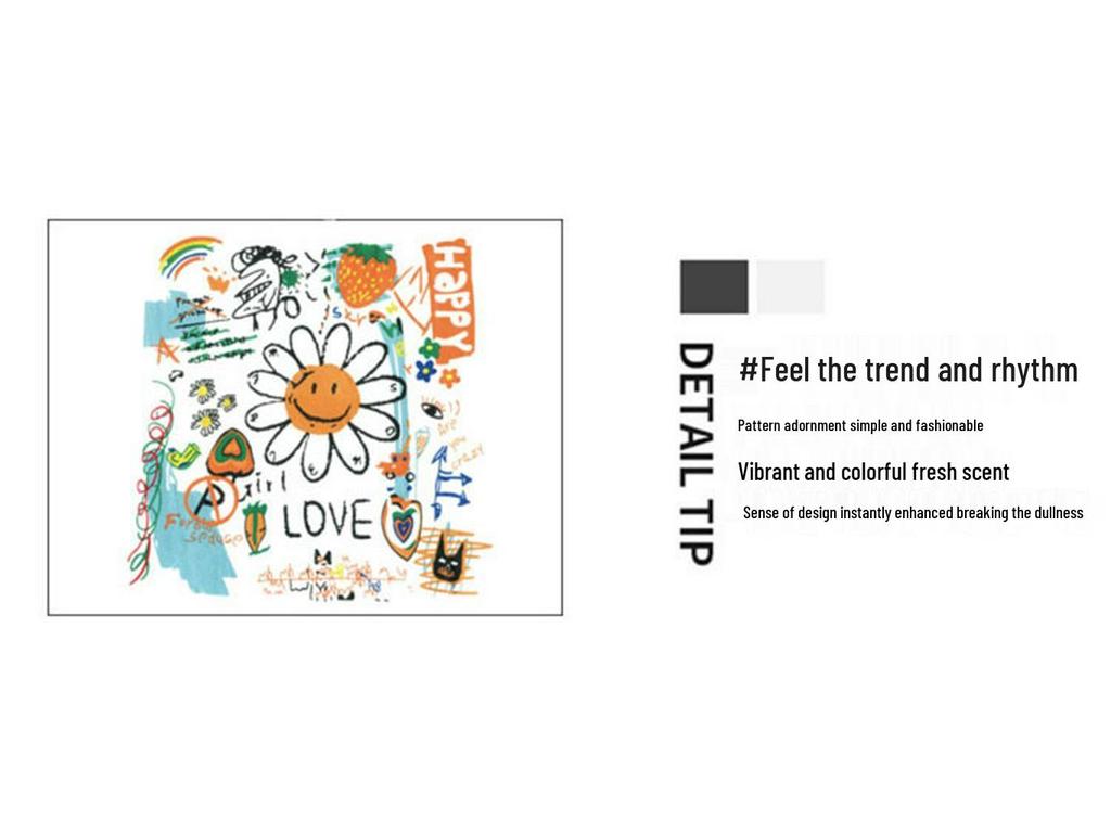 Summer 2026 Korean Style Trendy Cute Graffiti Loose Mid-Length Short-Sleeve T-shirt for Women