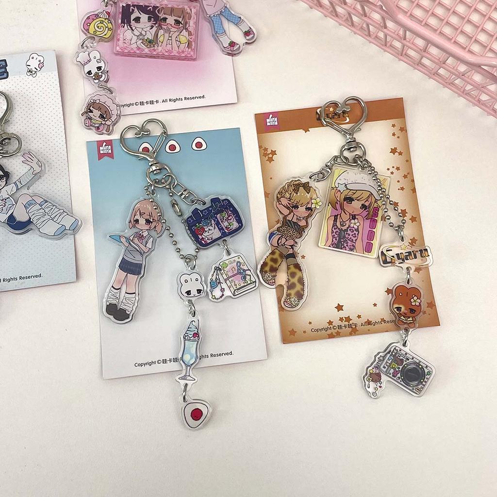 Acrylic Phone Charm Cute Girls Bag Decorative Key Ring Character Decal Book Charm Phone Lanyard Keyring Keychain