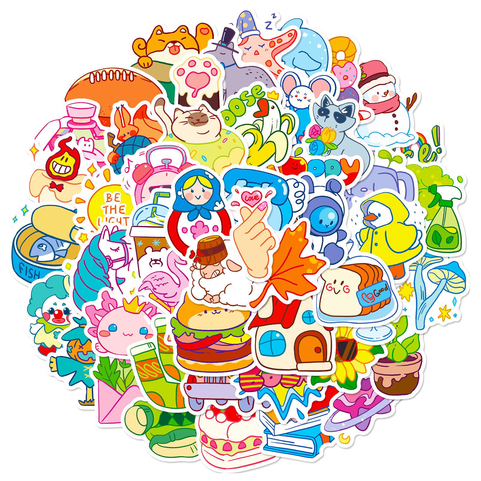 

50 Small, Fresh and Cute Style Suitcase Water Cup Decorative Stickers Can Be Repeatedly Pasted with Waterproof Stickers