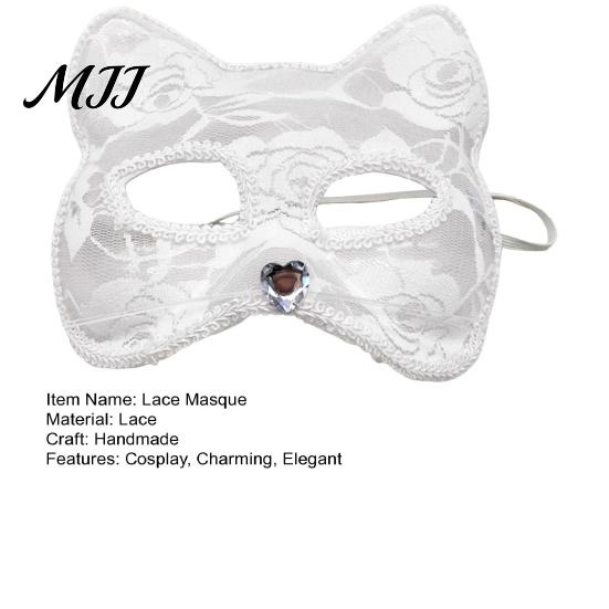 Festive Cat Costume Accessory Halloween Masque Half Face Lace Masquerade Funny Fox Animal Cosplay for Carnival Ball Party Accessories