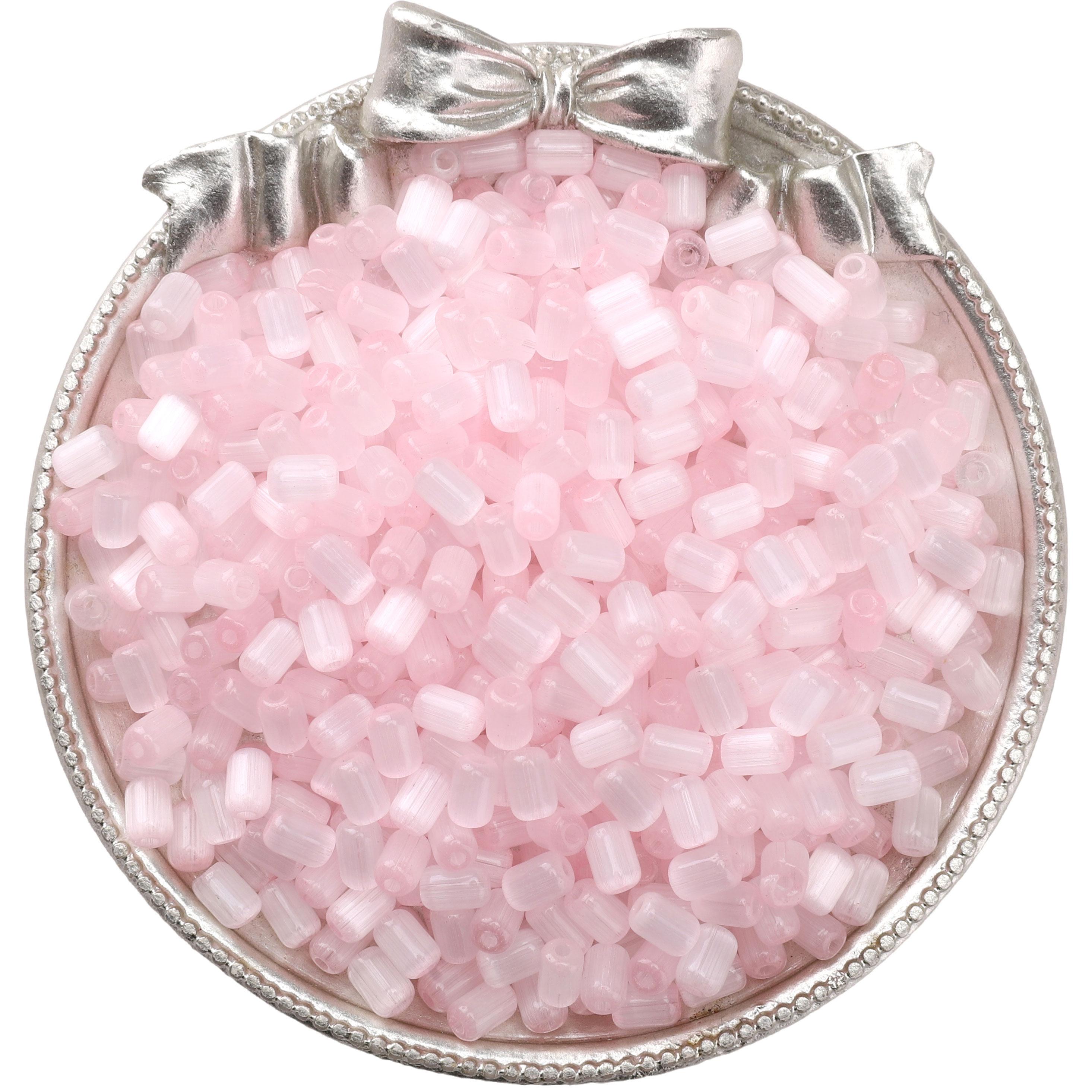 

60 шт. Стеклянные бусины-бисер «Кошачий глаз» в форме ююбы, для изготовления браслетов, ожерелий и других ювелирных изделий 4x6mm 60Pcs розовый